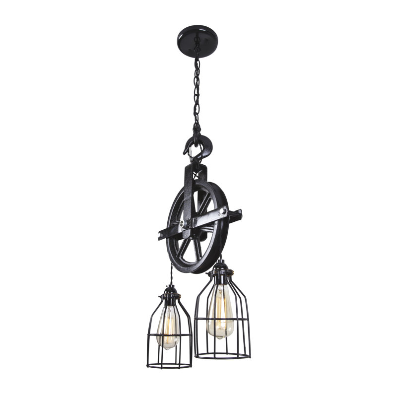 West Ninth Vintage Barn Pulley 2Light Cascade Pendant & Reviews Wayfair
